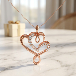Colgante de Diamantes Corazón Infinito en Oro Rosa con Pavé, Joyería Fina, Regalo de Boda - Product Image 2