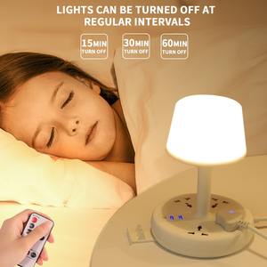 Nouvelle lampe de table multifonctionnelle avec prise de conversion, deux ports USB, trois prises CA, support de téléphone portable, lumière douce - Product Image 3