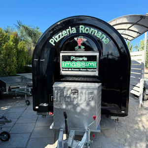 小型移動式フードトラック 黒色ステンレス製 業務用ケータリング ミニスナックカート アイスクリーム ピザ コーヒー ファーストフード 2輪 - Product Image 5