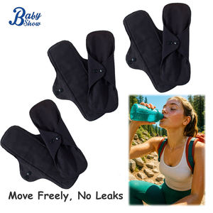 Serviettes hygiéniques réutilisables en coton biologique 18x23cm pour l'entraînement, très absorbantes, anti-fuites, lavables, pour femmes actives - Product Image 1