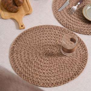 Set de table rond en chanvre tressé soigneusement sélectionné, décoration de table à manger, style moderne minimaliste, résistant aux hautes températures - Product Image 2