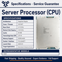 Processeur serveur Intel Xeon Gold 6430 2,10 GHz 32 cœurs 60 Mo de cache L3 270 W FCLGA4677 DDR5-4400 PCIe 5.0 Sapphire Rapids OEM