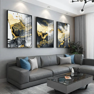 Peinture sur toile abstraite dorée grise, affiche moderne de luxe, impression de simplicité, art mural contemporain, image pour <span class=keywords><strong>la</strong></span> <span class=keywords><strong>d</strong></span>écoration de <span class=keywords><strong>la</strong></span> maison - Product Image 3