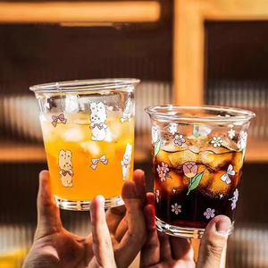 Verres à whisky roulés simples de 300 ml en cristal transparent pour café, lait, thé, avec logo personnalisé – Vente en gros - Product Image 4
