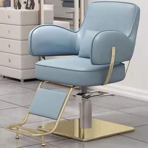 Chaise de barbier en métal doré de luxe avec système <span class=keywords><strong>hydraulique</strong></span> en acier inoxydable, design moderne pour salon de beauté et salon de coiffure - Product Image 5