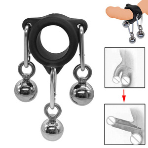Anello per Pene Personalizzabile Gratuito - Anelli per Allenamento del Pene, Estensore Fisico in Metallo con 3 Sfere, Giocattolo Pendente - Product Image 1