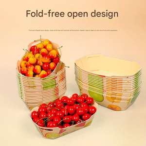 Caja de Frutas Biodegradable y Ecológica Personalizada, Caja de Comida Desechable en Forma de Barco, Empaque de Papel Kraft para Llevar - Product Image 3