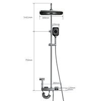 Ensemble de douche carré 4 fonctions avec affichage numérique LED de la température, comprenant un robinet de baignoire cascade et une fonction pluie
