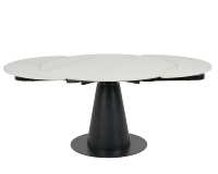 Nouveau design de pierre de marbre en céramique de qualité supérieure en acier au carbone pieds noirs Table à manger ronde à rallonge pour 8 places Tables de maison modernes
