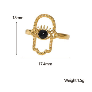 PVD 18k позолоченное кольцо из нержавеющей стали с эмалью - Product Image 6