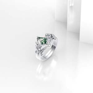Anello 925 agata di muschio naturale da donna in argento Sterling Kite taglio foglia verde promessa anelli moda sposa - Product Image 2
