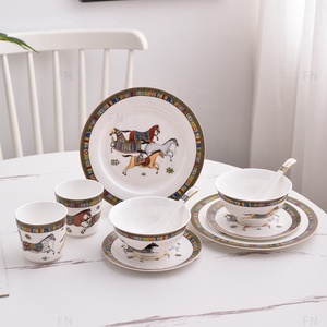 Promote European Style Luxury 10 Piece Ceramic Dinner <b>Set</b> With Bone China Bowls and Plates - Product Image 1