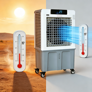 Ventilateur rafraîchisseur d'air évaporatif mobile 3-en-<span class=keywords><strong>1</strong></span> avec réservoir d'eau, équipement de refroidissement multifonctionnel pour café, commerce et espace de travail extérieur - Product Image 5