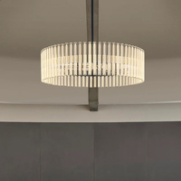 Lustre circulaire en verre cannelé vertical décoratif, utilisation résidentielle, luminaire suspendu au plafond intégré à LED