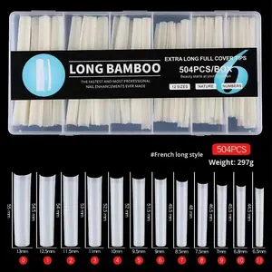 504個入り クロスボーダーネイルアート 欧米風 透明 超薄型 エクストラロングネイルチップ XXXL 長さ調整可能 バレエタイプ - Product Image 3