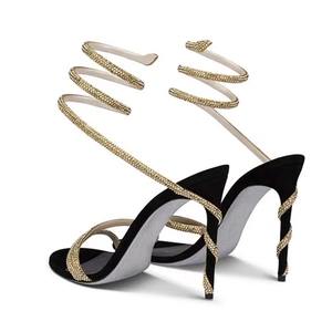 Sandales femme à bout ouvert, sexy, à talons hauts fins, avec lanières serpent tendance, respirantes, style cheville, pour soirée, bal et mariage - Product Image 6