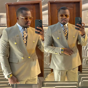Traje de <span class=keywords><strong>Novio</strong></span> de Dos Piezas, Estilo Clásico y Lujoso, Corte Holgado, Talla Grande, Chaqueta y Pantalón, para Eventos Sociales - Product Image 2