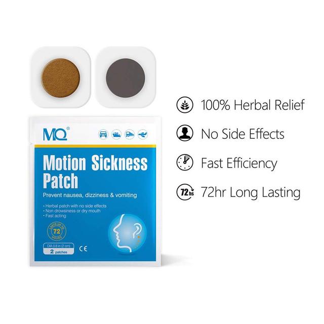 MQ 14 -count Sea Sickness Patches with 1 Pair of Anti-Nausea Wristbands - Relieves Nausea, Dizziness & Vomiting From Motion Sick