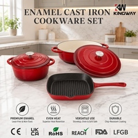 Casserole multifonction antiadhésive émaillée, pot à ragoût, compatible induction, kit complet de 5 pièces, ensemble de casseroles en fonte émaillée