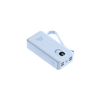 Batterie externe portable personnalisée de haute qualité 30000mAh, haute capacité, charge rapide 22.5W, câbles intégrés, écran LED, lampe de camping
