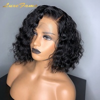 Perruques Courtes Bob Afro Frisées en Cheveux Humains Naturels avec Dentelle Frontale HD Brésilienne pour Femmes