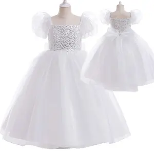 Q30221 подростков От 2 до 11 лет для девочек, с короткими рукавами, шифоновая блузка с короткими рукавами платье принцессы с вышивкой платье, юбка-пачка, Платья для вечеринок