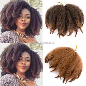 Vendre des extensions de cheveux synthétiques en vrac Marley Kinky Curly de 8 pouces, tresses afro au crochet, installation facile, longue durée, pour tresses africaines - Product Image 1