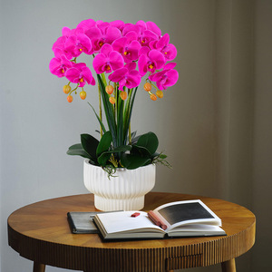 Orchidée Phalaenopsis Artificielle en Pot, Décoration Florale, PVC Souple Texturé 3D, Écologique, Décoration Intérieure, Décoration de Table - Product Image 4