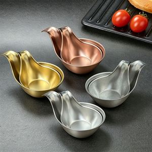 Recipientes Retro de Metal para Mezclar Condimentos, Vajilla de Restaurante, Plato para Salsas de Acero Inoxidable con Asa, Taza Redonda para Salsas - Product Image 1
