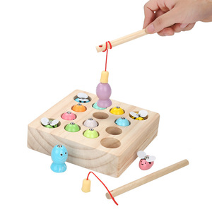 High Quality Children's <strong>Wooden</strong> Fishing Worms Catching Game Early Educational <strong>Blocks</strong> Learning Playing Gift Toys for Boys Girls - Product Image 4