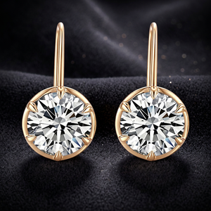 Luxury Round Brilliant Cut Zircon Drop <b>Earrings</b> Gold Plated 925 Sterling Silver <b>Dangle</b> Wedding Jewelry fashion Stud <b>Earrings</b> - Product Image 2