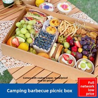 Camping en plein air sorties de printemps Barbecue boîte de pique-nique papier Kraft jetable Bento neuf grilles poulet frit chewing-gum Sushi