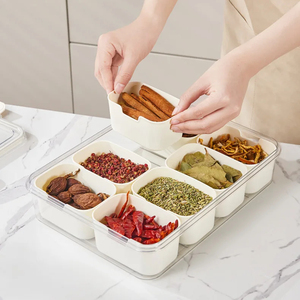 Kitchen sealed <strong>Spice</strong> Storage <strong>Box</strong> Food Grade 8-panel clear Seasoning <strong>Box</strong> With Handle Refrigerator Crisper - Product Image 3