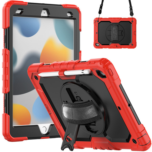 PC+Silicone Hard Tablet Protective Case With Hand Stand Strap Tablet Rugged Protective Case for iPad 10.2 7Th/8Th/9Th Generation