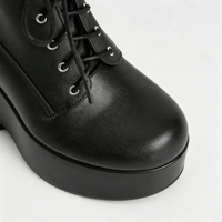 Bottines à plateforme noires pour femmes, personnalisables, à lacets, style Goth Punk, à talons épais, avec boucles, chaussures Y2K