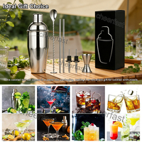 Ensemble de shaker à cocktails Boston personnalisé de 7 pièces avec shaker en acier inoxydable de 750 ml, accessoires de bar durables et écologiques