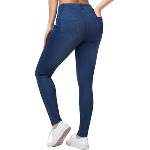 Pantalones jeggings de mezclilla elásticos para mujer FOXA con bolsillos, leggings ajustados para uso diario - Product Image 1