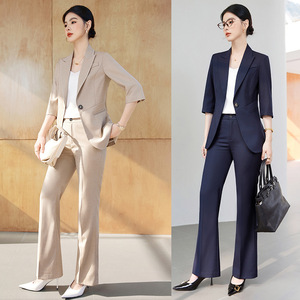 Women's Summer Lightweight Suit Set Three Quarter Sleeve Breathable Casual Professional Work Uniform Spring/Summer - Product Image 5