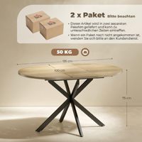 Table à manger ronde SENYU Homecom 135 cm, plateau en bois, pieds en métal, design moderne minimaliste, 6 places, meubles de maison stables