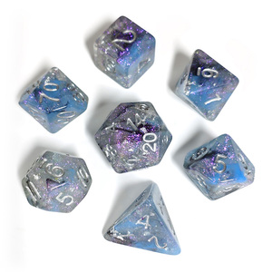 Juego de dados de colores de mezcla de purpurina poliédrica acrílica de varios lados personalizados DND al por mayor para juegos de dragones y mazmorras RPG - Product Image 4