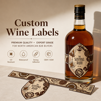 Etiquetas de Vino Personalizadas, Etiquetas de Vinilo Impermeables para Botellas, Logotipo Personalizado para Ron, Whisky, Licores, Resistentes a los Rayos UV, Troqueladas, Cualquier Tamaño