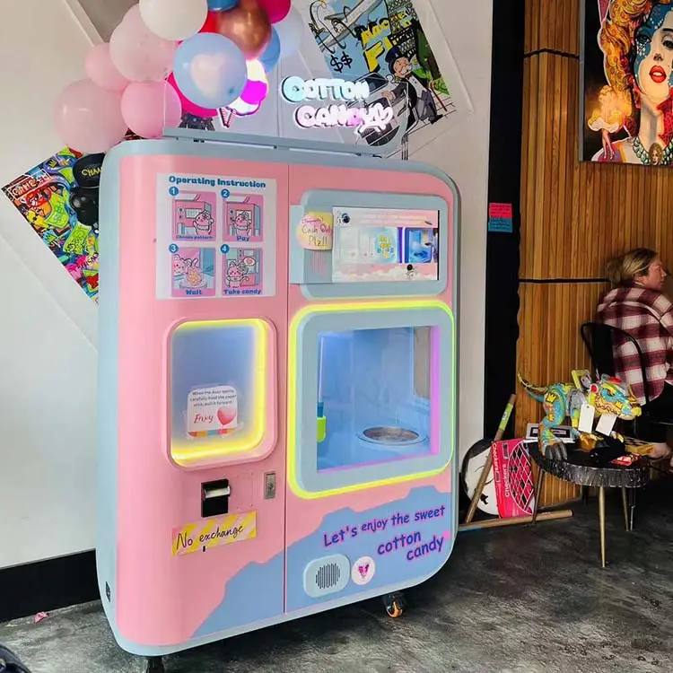 Máquina comercial totalmente automática do algodão doce vending machine