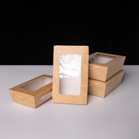 Caja de Sushi Kraft con Ventanas Dobles, Contenedor Desechable para Llevar Sushi y Bento, Caja de Empaque para Alimentos al por Mayor con Logotipo Personalizado OEM