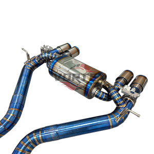 Escape de Titanio Vortex Ultra Ligero GR1 para BMW F80 M3 F82 M4 S55 - Sistema Catback de Alto Rendimiento con Puntas Azules Quemadas - Product Image 5