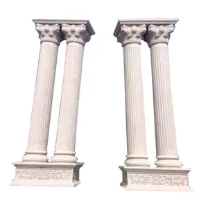 أعمدة خارجية مجوفة من نيوستار لتزيين البوابات، كرانيش كورنثية حجرية - Product Image 1