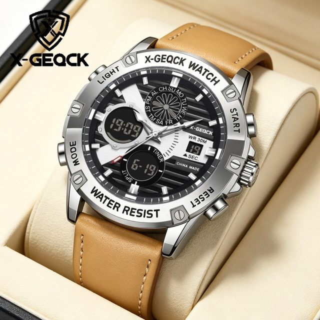 Men's Luxury Fashion Simple Business Leather Strap Alloy Dial Glass Waterproof Luminous Multi Functional Chronograph
