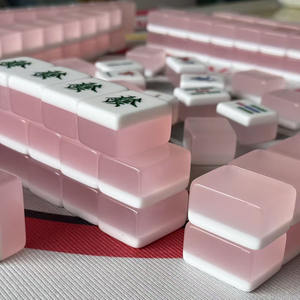 Juego de Mahjong Americano Clásico Personalizable en Acrílico Rosa y Rojo para 4 Jugadores, Eléctrico con Enchufe Europeo, Fichas para el Hogar, Disponible en Stock, Mesa de Juego - Product Image 4