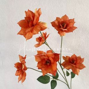 Feuilles d'oranger artificielles, branche unique, fleur en soie, haute simulation, décoration de mariage en extérieur - Product Image 5