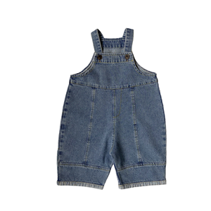 2024 autunno e primavera tutine di jeans vestiti per bambini <span class=keywords><strong>tuta</strong></span> per bambini da ragazzo e da ragazza morbide tute blu tinta unita - Product Image 6