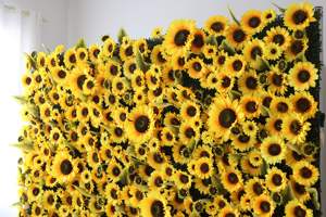 उच्च गुणवत्ता वाले रेशम सूरजमुखी कृत्रिम फूल की दीवार शादी की सजावट के लिए पृष्ठभूमि - Product Image 4